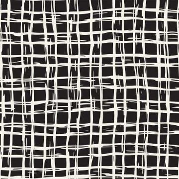 Hand drawn seamless pattern. Allover pattern with ink doodle grunge grid. Gra Stock Illustration