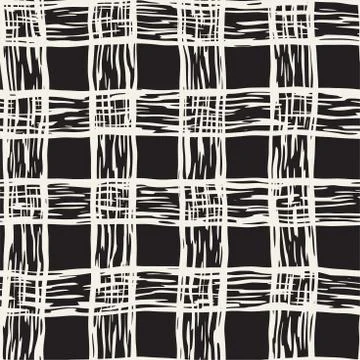 Hand drawn seamless pattern. Allover pattern with ink doodle grunge grid. Gra Stock Illustration