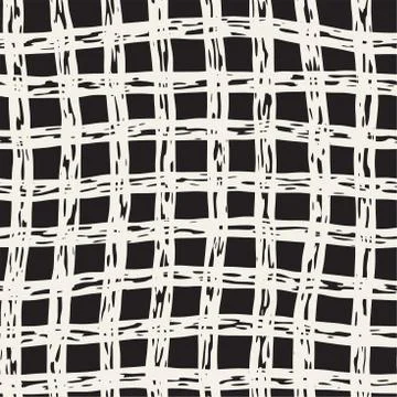 Hand drawn seamless pattern. Allover pattern with ink doodle grunge grid. Gra Stock Illustration