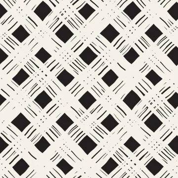 Hand drawn seamless pattern. Allover pattern with ink doodle grunge grid. Gra Stock Illustration