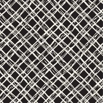 Hand drawn seamless pattern. Allover pattern with ink doodle grunge grid. Gra Stock Illustration