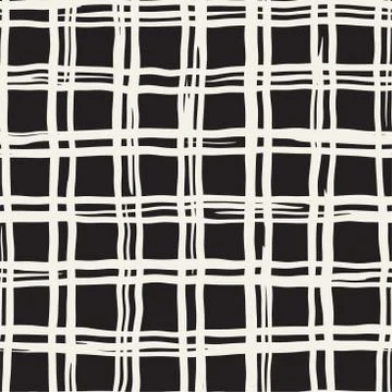 Hand drawn seamless pattern. Allover pattern with ink doodle grunge grid. Gra Illustrazione stock