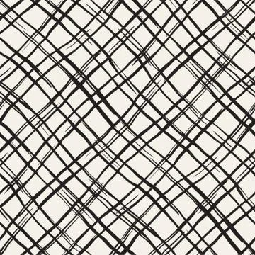 Hand drawn seamless pattern. Allover pattern with ink doodle grunge grid. Gra Stock Illustration
