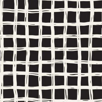 Hand drawn seamless pattern. Allover pattern with ink doodle grunge grid. Gra Illustrazione stock