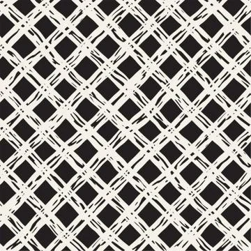 Hand drawn seamless pattern. Allover pattern with ink doodle grunge grid. Gra Stock Illustration