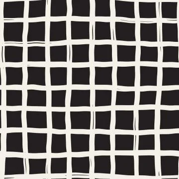 Hand drawn seamless pattern. Allover pattern with ink doodle grunge grid. Gra Stock Illustration