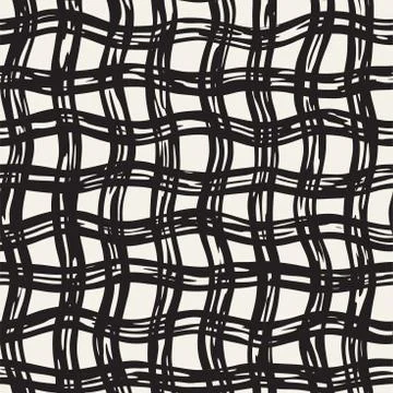 Hand drawn seamless pattern. Allover pattern with ink doodle grunge grid. Gra Illustrazione stock