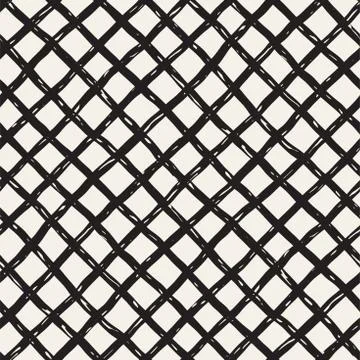 Hand drawn seamless pattern. Allover pattern with ink doodle grunge grid. Gra Illustrazione stock