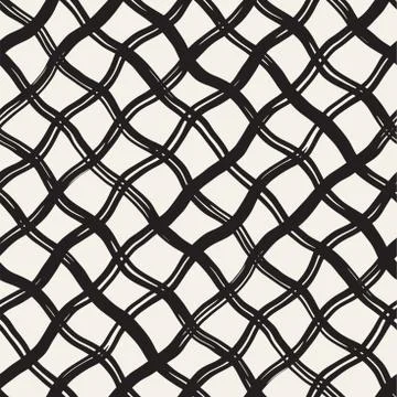 Hand drawn seamless pattern. Allover pattern with ink doodle grunge grid. Gra Stock Illustration