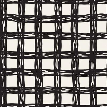 Hand drawn seamless pattern. Allover pattern with ink doodle grunge grid. Gra Stock Illustration