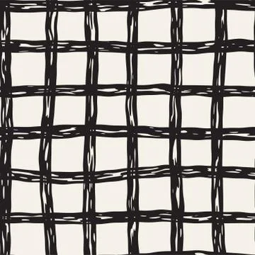 Hand drawn seamless pattern. Allover pattern with ink doodle grunge grid. Gra Illustrazione stock