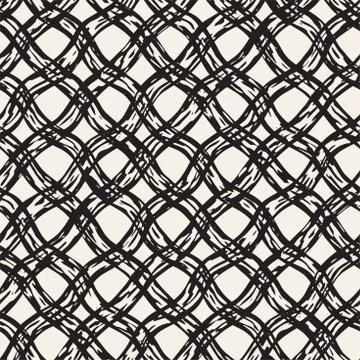 Hand drawn seamless pattern. Allover pattern with ink doodle grunge grid. Gra Stock Illustration