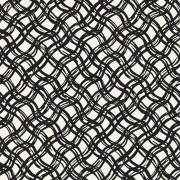 Hand drawn seamless pattern. Allover pattern with ink doodle grunge grid. Gra Stock Illustration