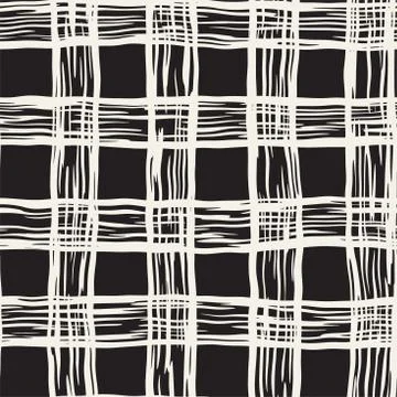Hand drawn seamless pattern. Allover pattern with ink doodle grunge grid. Gra Illustrazione stock