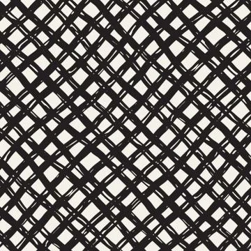 Hand drawn seamless pattern. Allover pattern with ink doodle grunge grid. Gra Stock Illustration