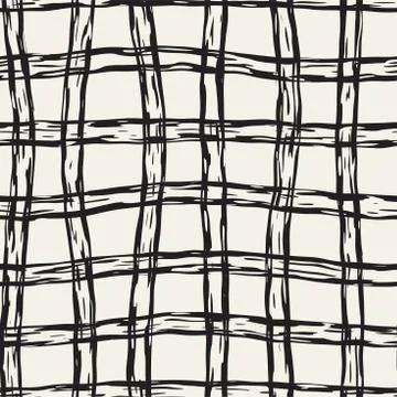 Hand drawn seamless pattern. Allover pattern with ink doodle grunge grid. Gra Stock Illustration