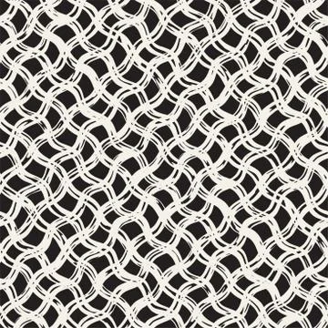 Hand drawn seamless pattern. Allover pattern with ink doodle grunge grid. Gra Illustrazione stock