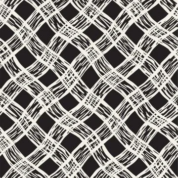 Hand drawn seamless pattern. Allover pattern with ink doodle grunge grid. Gra Stock Illustration