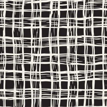Hand drawn seamless pattern. Allover pattern with ink doodle grunge grid. Gra Stock Illustration