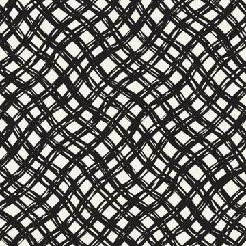Hand drawn seamless pattern. Allover pattern with ink doodle grunge grid. Gra Illustrazione stock
