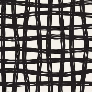 Hand drawn seamless pattern. Allover pattern with ink doodle grunge grid. Gra Stock Illustration