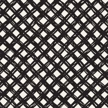 Hand drawn seamless pattern. Allover pattern with ink doodle grunge grid. Gra Illustrazione stock