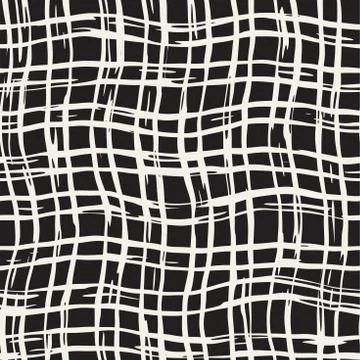 Hand drawn seamless pattern. Allover pattern with ink doodle grunge grid. Gra Illustrazione stock