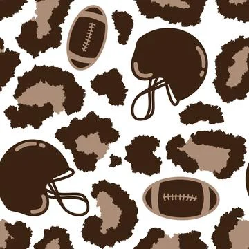 Hand drawn seamless pattern with American football equipment ball helmet イラスト素材