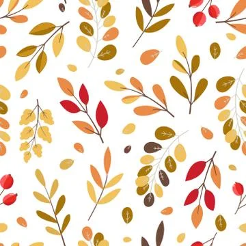 Hand drawn seamless pattern with autumn leaves, autumn mood. Illustrazione stock