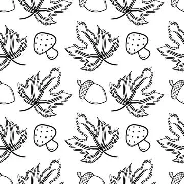 Hand drawn seamless pattern on autumn theme 4 Stock Illustration