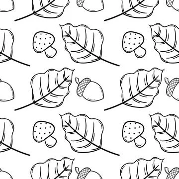 Hand drawn seamless pattern on autumn theme 6 Stock Illustration