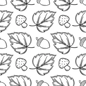 Hand drawn seamless pattern on autumn theme 3 Illustrazione stock