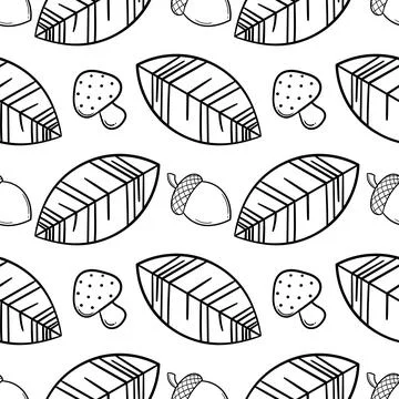 Hand drawn seamless pattern on autumn theme 5 Stock Illustration