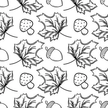 Hand drawn seamless pattern on autumn theme 1 스톡 일러스트