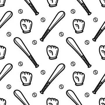 Hand drawn seamless pattern with baseball theme イラスト素材