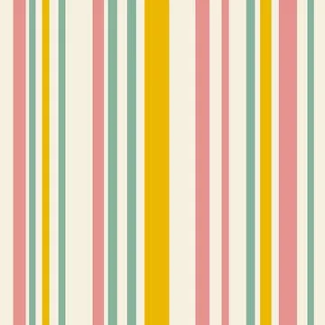 Hand drawn seamless pattern of beige yellow pink green stripes, summer vibrant Stock Illustration