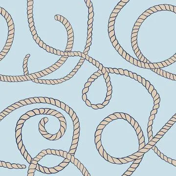 Hand drawn seamless pattern with beige rope cable loop knot. Sailing nautical Illustrazione stock