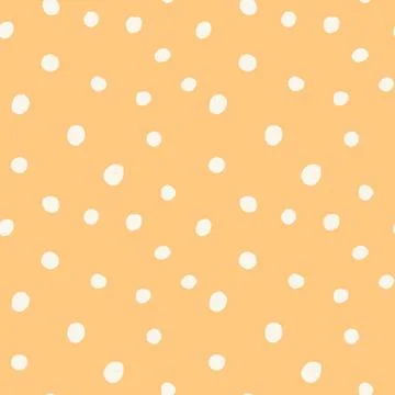 Hand drawn seamless pattern with beige white geometric circles on vintage yellow Stock Illustration