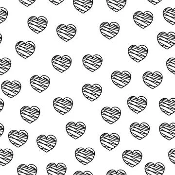 Hand-drawn seamless pattern with black hearts eps 10 Stock Illustration