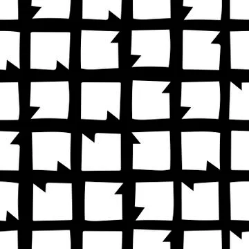 Hand drawn Seamless pattern with black grid. Monochrome vector lines. Stock Illustration