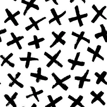 Hand drawn seamless pattern with black crosses. Stock Illustration