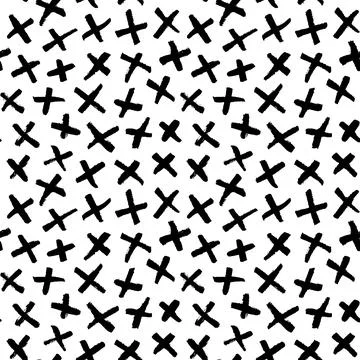 Hand drawn seamless pattern with black crosses. Stock Illustration