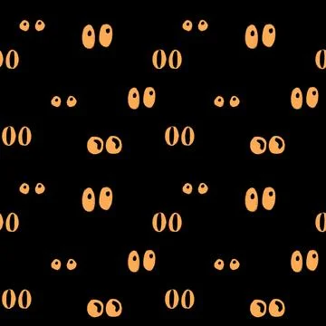 Hand drawn seamless pattern with black Halloween witch witchcraft evil eye on Stock Illustration