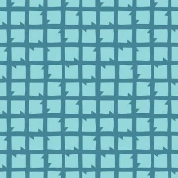 Hand drawn Seamless pattern with blue grid. Vector Design for fabric, wallpap Illustrazione stock