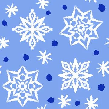 Hand drawn seamless pattern of blue leopard cheetah snow snowflake christmas Stock-Illustration