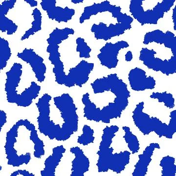Hand drawn seamless pattern of blue leopard cheetah print. Wild animal skin fur Stock Illustration