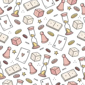 Hand drawn seamless pattern of board game Stock Illustration