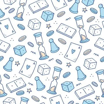 Hand drawn seamless pattern of board game Stock Illustration