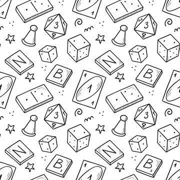Hand drawn seamless pattern of board game Stock Illustration