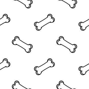 Hand drawn seamless pattern of bones black and white version Illustrazione stock